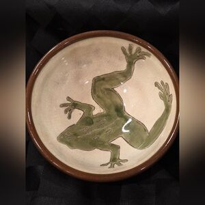 Vintage 1999 Signed Studio Pottery Bowl With Frog Design
